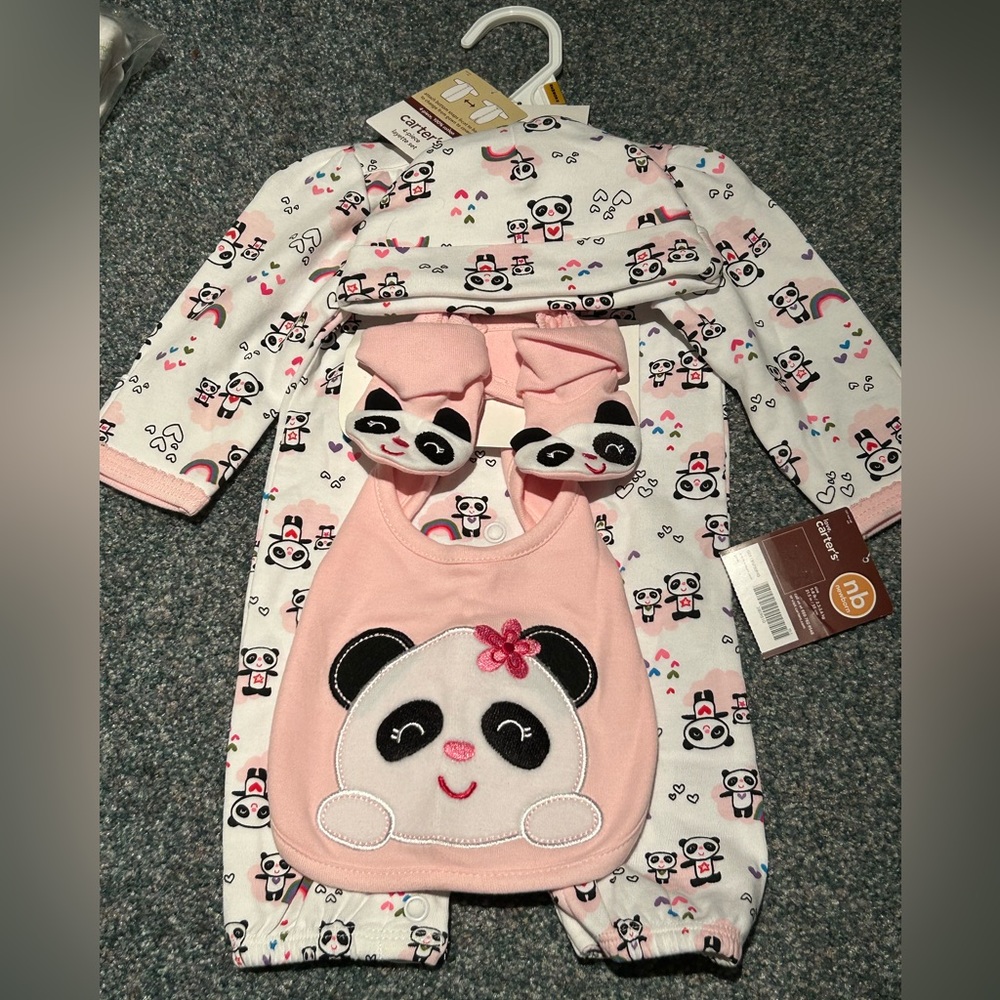 BNWT carters panda newborn outfit